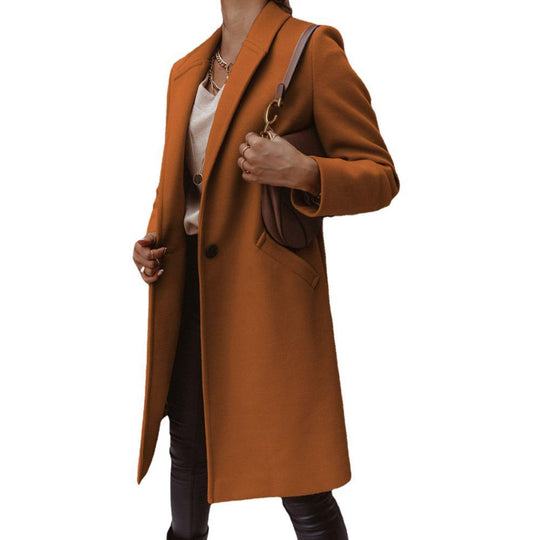 Damen Eleganter Langmantel mit schmalem Schnitt und tiefen Taschen R&B