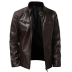 Herren stylische Kunstleder-Motorradjacke im Biker-Stil R&B