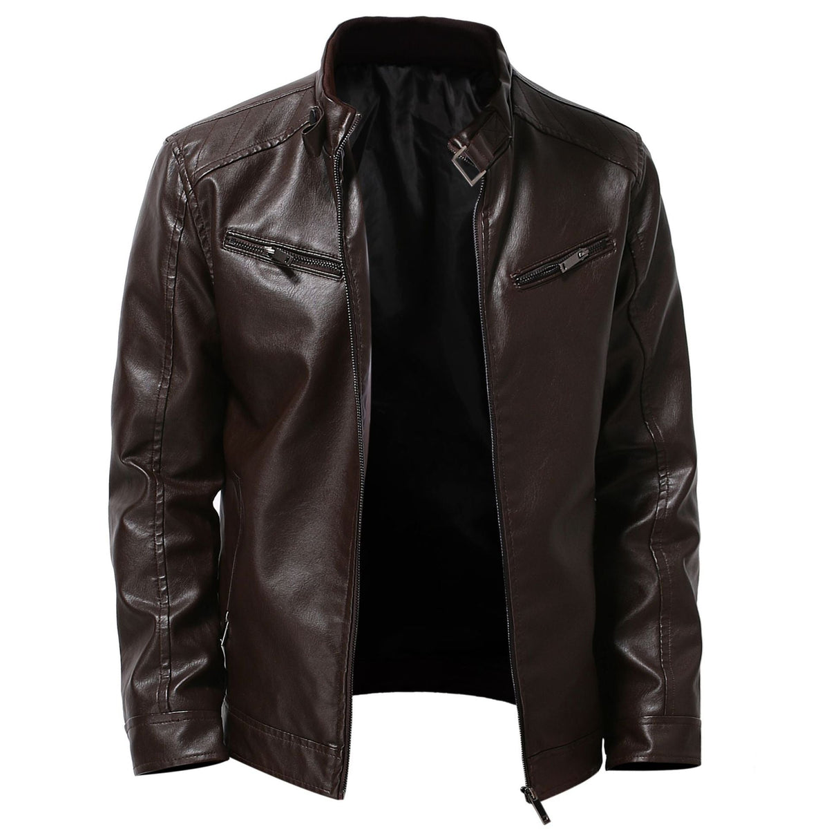 Herren stylische Kunstleder-Motorradjacke im Biker-Stil R&B