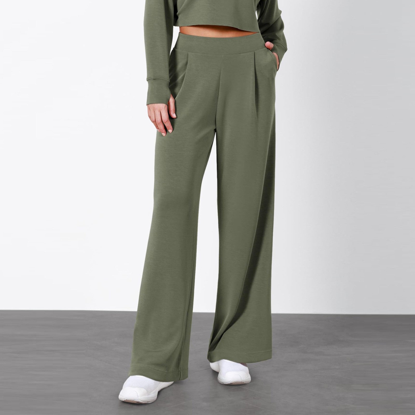 Damen Weit geschnittene Lounge-Hose mit komfortablem Bund und praktischen Taschen R&B