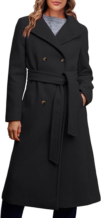 Damen Eleganter doppelreiher Mantel mit Gürteldetail R&B