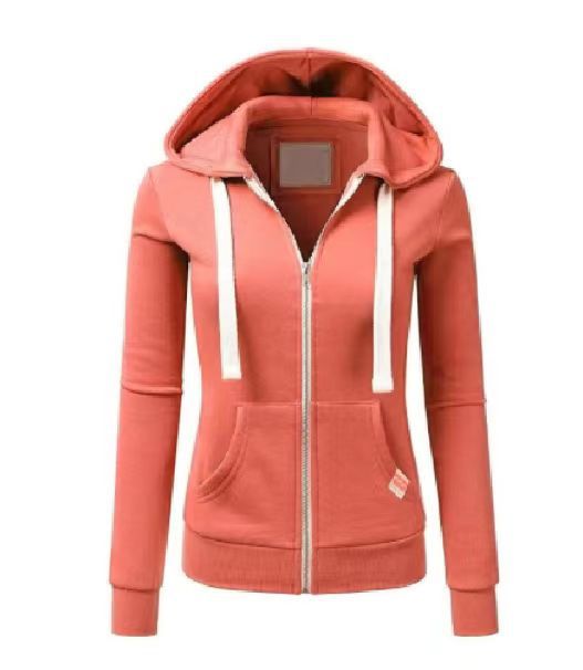 Damen sportliche Kapuzenjacke mit durchgehendem Reißverschluss und praktischen Taschen R&B