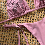 Damen Triangel-Bikini mit raffinierten Lochmuster-Details R&B