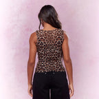 Damen Verspieltes Oberteil mit Leopardenmuster und figurbetontem Schnitt R&B