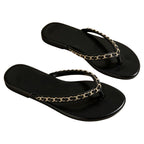 Damen Zehentrenner-Sandalen mit luxuriösem Kettenakzent und komfortablem Fußbett R&B