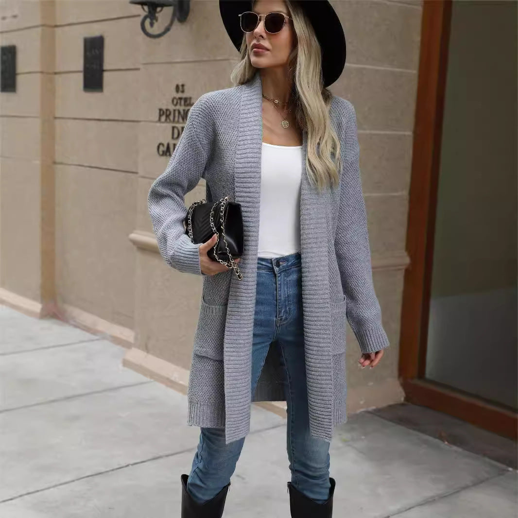 Damen Strickjacke mit offener Vorderseite und lässigem Schnitt R&B