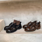 Herren Schnürstiefel mit Dekorativem Riemen von