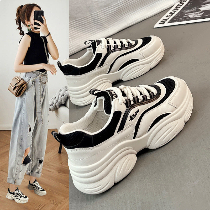 Damen modische Chunky Sneakers mit atmungsaktiver Mesh-Oberfläche und gepolsterter Sohle R&B
