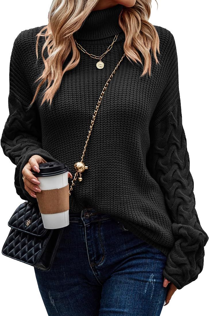 Damen Grobstrickpullover mit modernem Zopfdesign und hohem Kragen R&B