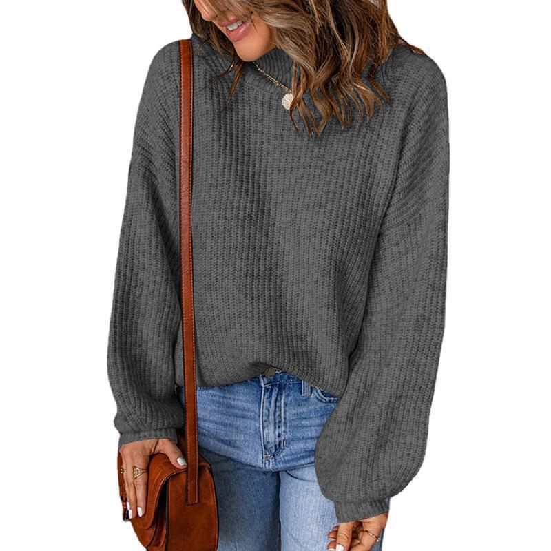 Damen Grobstrickpullover mit lässigem Schnitt und weiten Ärmeln R&B