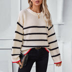 R&B | Gestreifter Strickpullover Mit Weichem Material