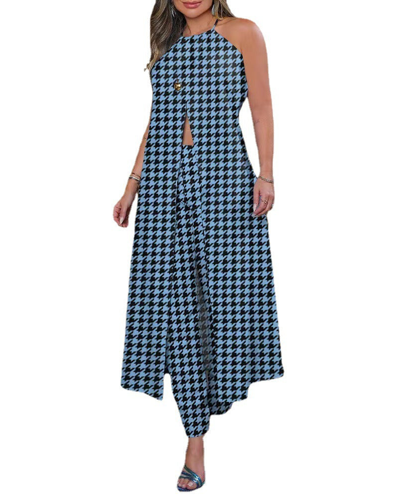 Damen Maxikleid mit schmeichelndem Schnitt und trendigem Hahnentrittmuster R&B