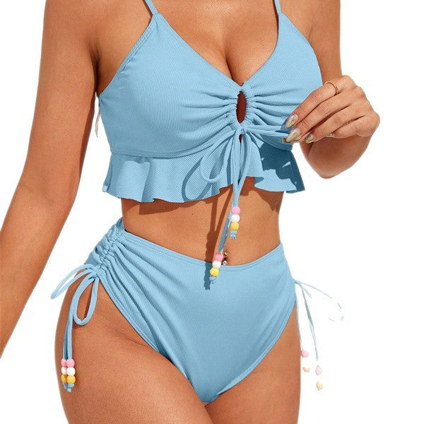 Damen Badeanzug mit Rüschendetails und verstellbaren Trägern R&B