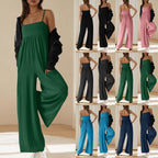 Damen lässiger Jumpsuit mit weitem Bein und schmalen Spaghetti-Trägern R&B