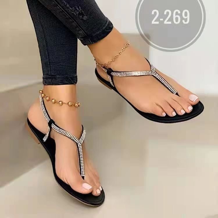Damen Strassverzierte Zehentrenner-Sandalen R&B