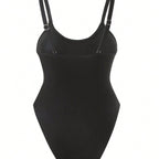Damen Einteiler Badeanzug mit transparentem Mesh-Einsatz R&B