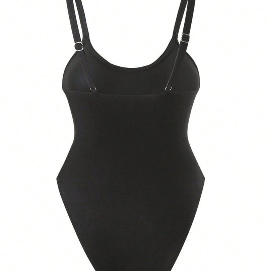 Damen Einteiler Badeanzug mit transparentem Mesh-Einsatz R&B
