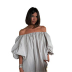 Damen Off-Shoulder Sommerkleid mit voluminösen Ärmeln und fließendem Schnitt R&B