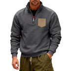 Herren modischer Sweatshirt mit halbem Reißverschluss und aufgesetzter Tasche R&B