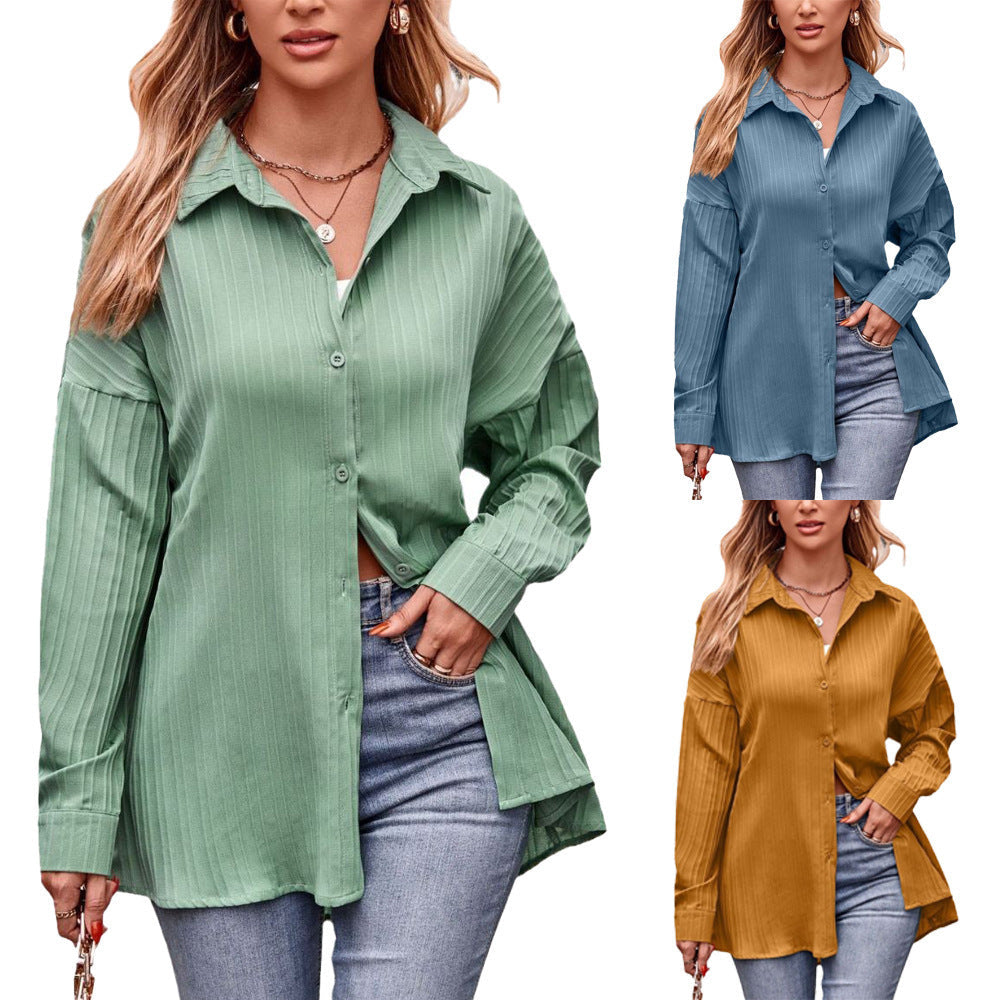 Damen Elegante gestreifte Bluse im Oversized-Schnitt R&B