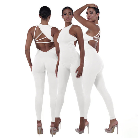 Damen Sportlicher Langoverall mit innovativem Cut-Out R&B