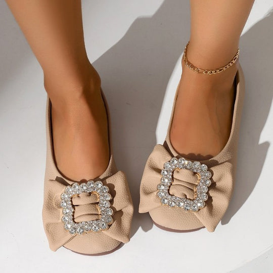 Damen Ballerinas mit glamouröser Strass-Schleifen-Applikation R&B