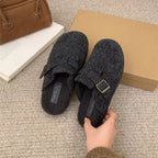 Damen Clogs aus hochwertigem Wollfilz mit dekorativen Schnallenapplikationen R&B