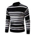 Herren gestreifter Strickpullover mit hohem Stehkragen und weicher Textur R&B