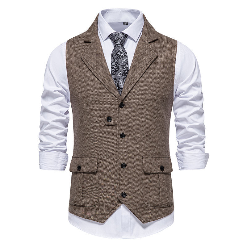 Herren elegante Weste mit strukturiertem Hahnentritt-Muster