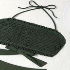 Damen Bandeau-Bikini mit Rüschen und Schleifendetail