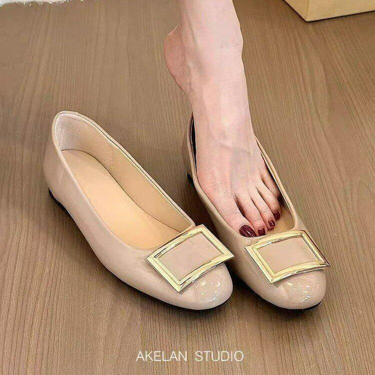 Damen Ballerinas mit modischer Schnallenverzierung und komfortablem Fußbett R&B