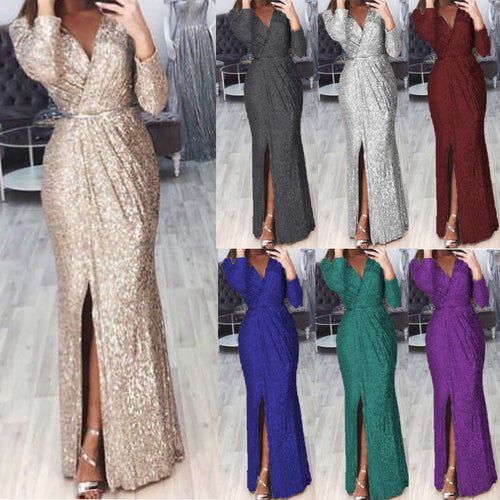 Damen Elegantes Wickelkleid mit Bein-Schlitz R&B