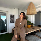 Damen taillierter Blazer mit Gürtel und eleganter Struktur R&B