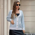 Damen oversized Strickjacke mit praktischen Taschen und stilvollen Knopfdetails R&B