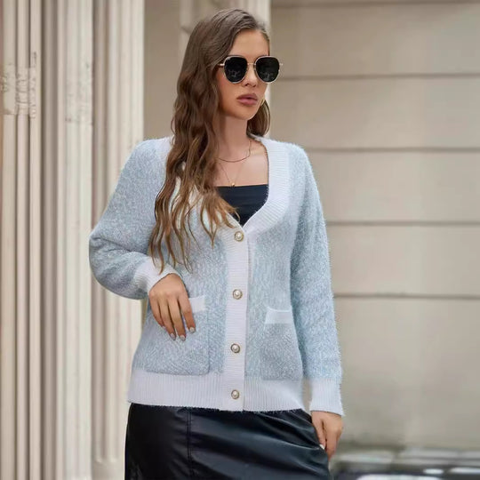 Damen oversized Strickjacke mit praktischen Taschen und stilvollen Knopfdetails R&B