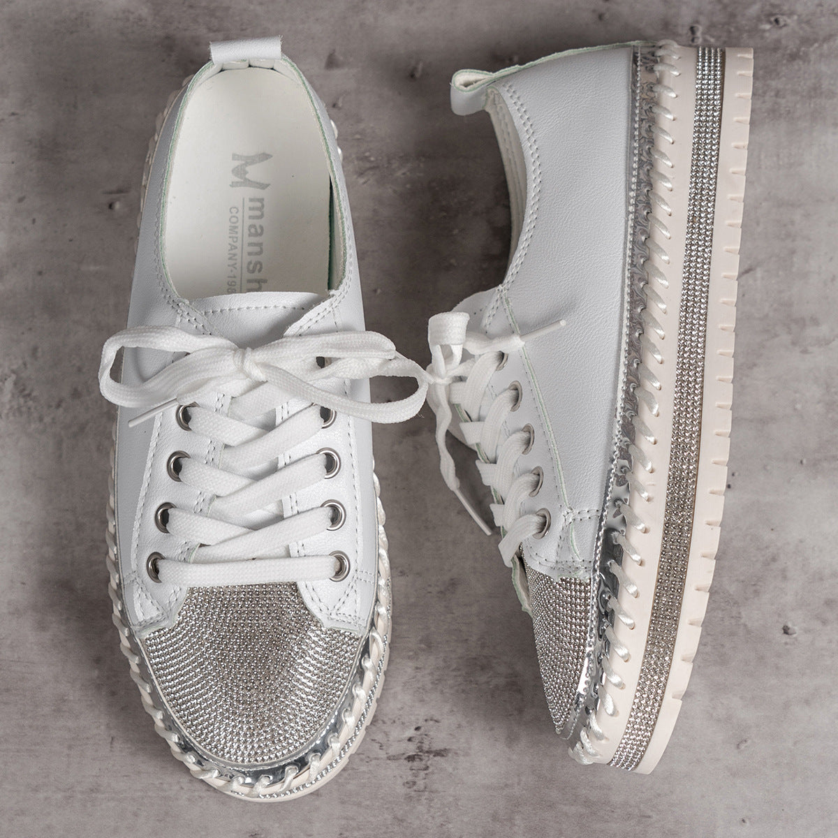 Damen Sneaker mit glitzerndem Material und robuster Sohle R&B