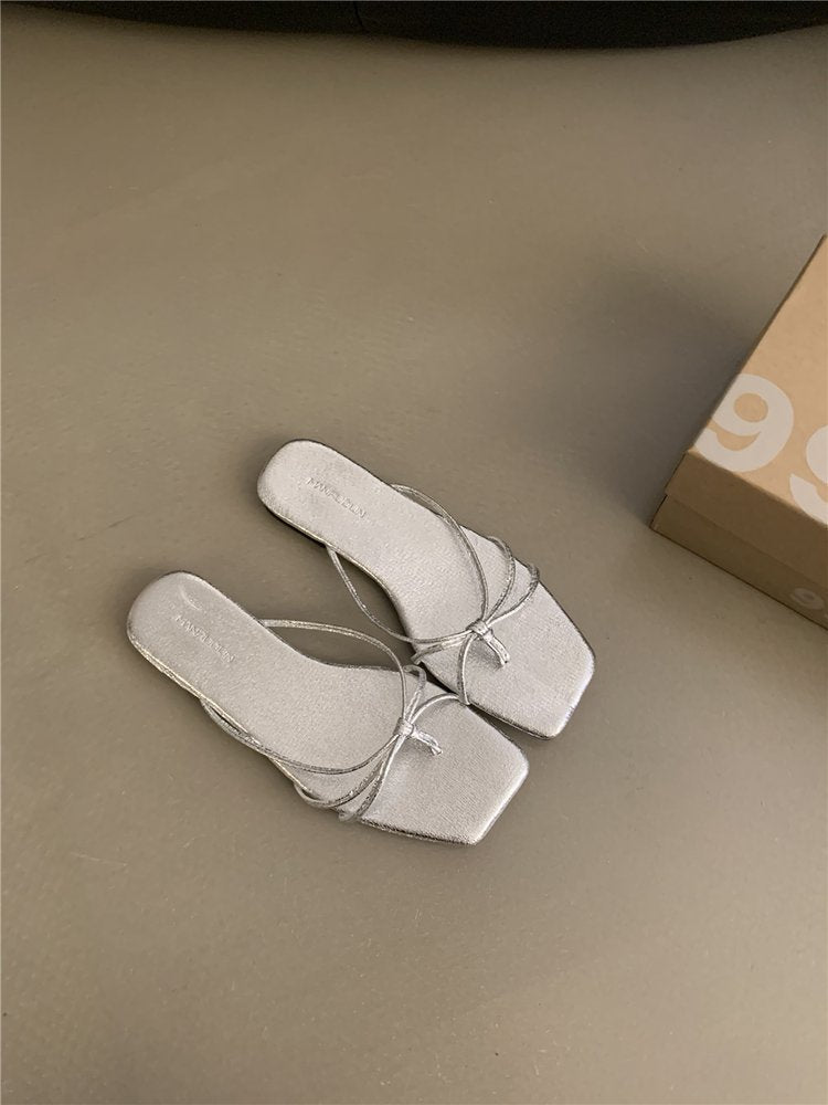 Damen elegante Riemchen-Sandalen mit flachem Absatz R&B