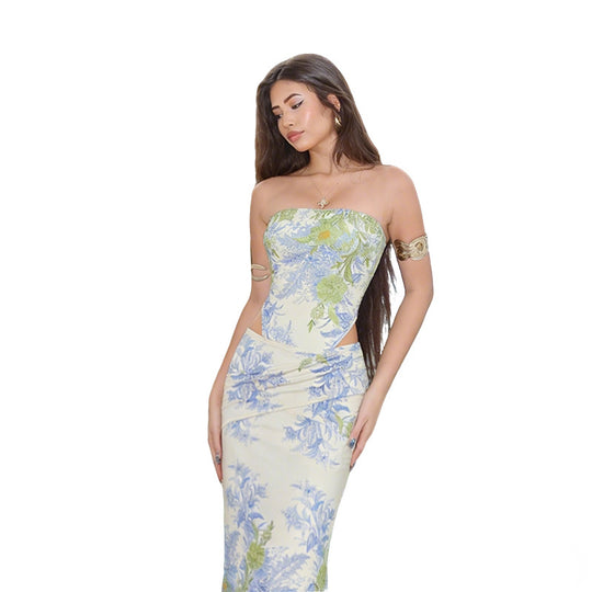 Damen Elegantes Maxikleid mit floralem Muster und figurbetontem Schnitt R&B
