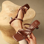Damen Absatzsandalen mit verspieltem Riemendesign und elegantem Blockabsatz R&B