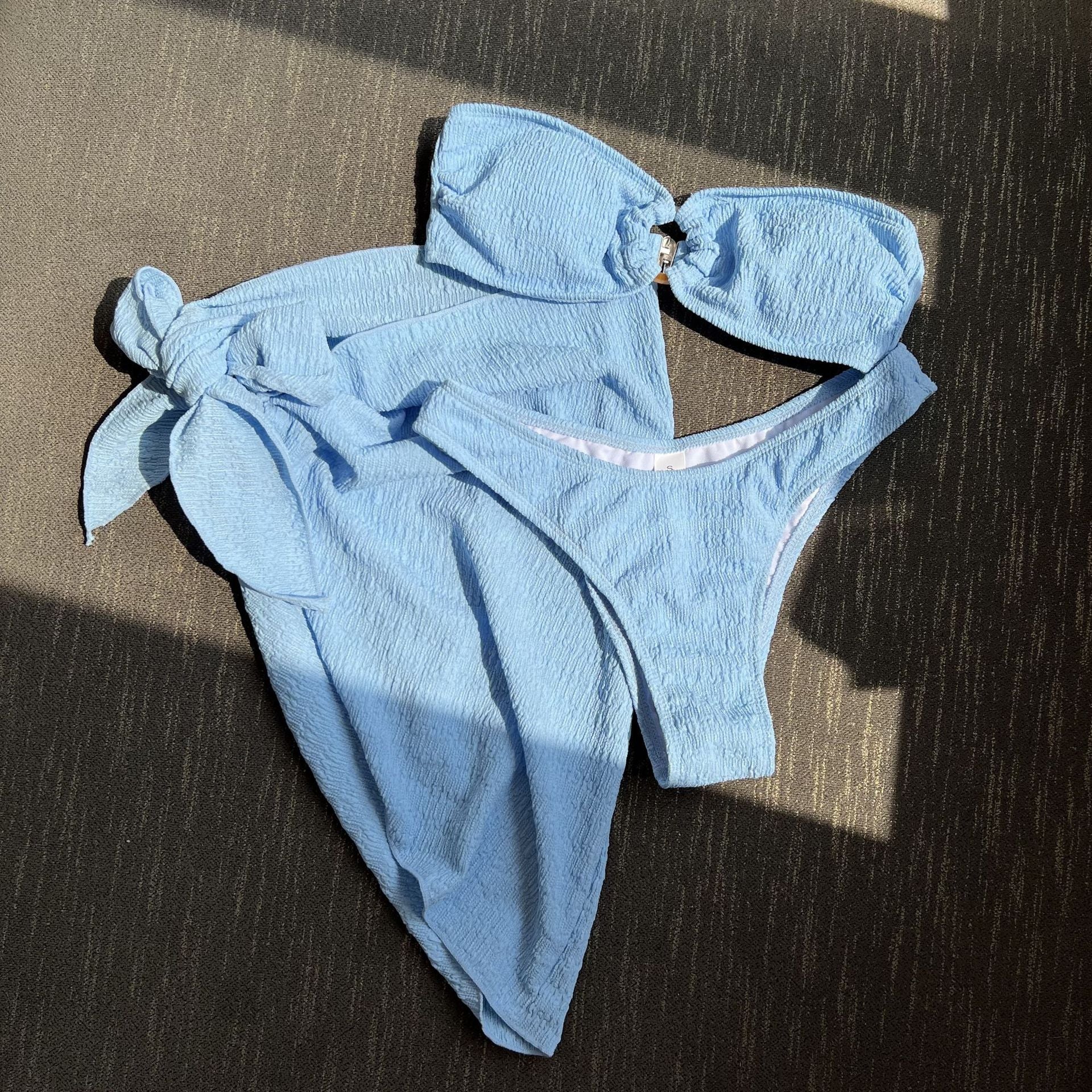 Damen Bandeau-Bikini mit gerafftem Design und seitlichem Knotendetail R&B