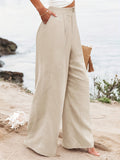 Damen elegante weite Sommerhose mit Bundfalten R&B
