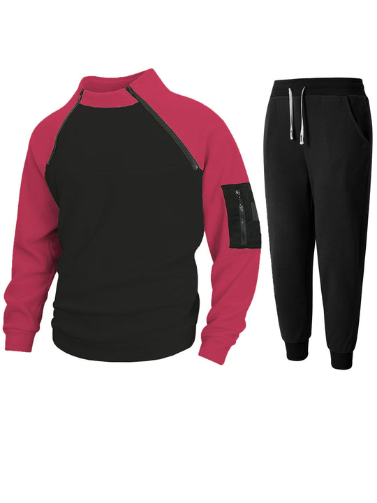 Herren Sportliches Oberteil mit funktionalem Reißverschluss und komfortabler Jogginghose R&B