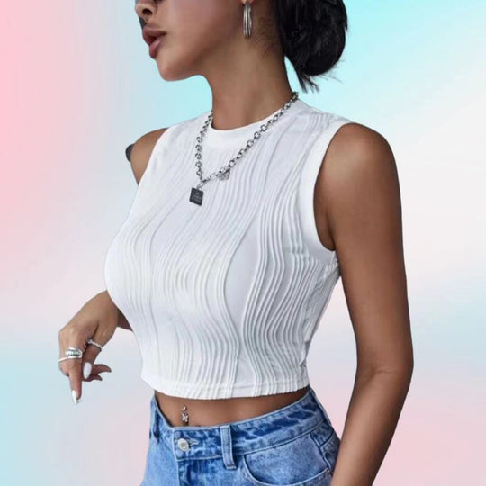 Damen Figurbetontes Crop-Top mit strukturiertem Design R&B