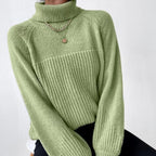 Damen Strickpullover mit hochgeschlossenem Kragen und strukturiertem Rippdesign R&B