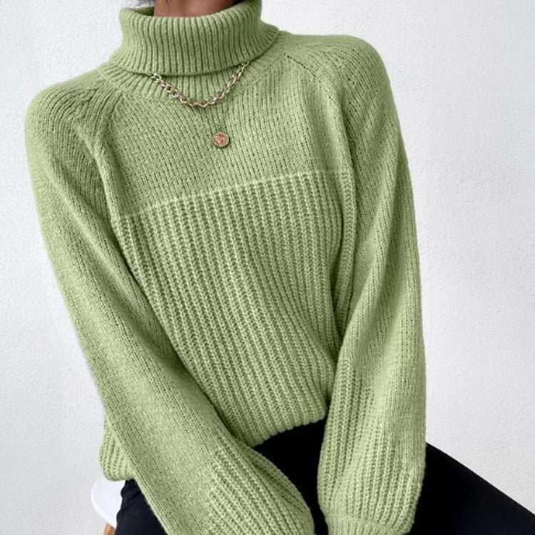 Damen Strickpullover mit hochgeschlossenem Kragen und strukturiertem Rippdesign R&B