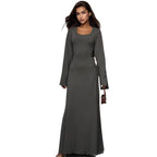Damen Elegantes Maxikleid mit extra weitem Ärmel und trendiger Rippstruktur R&B