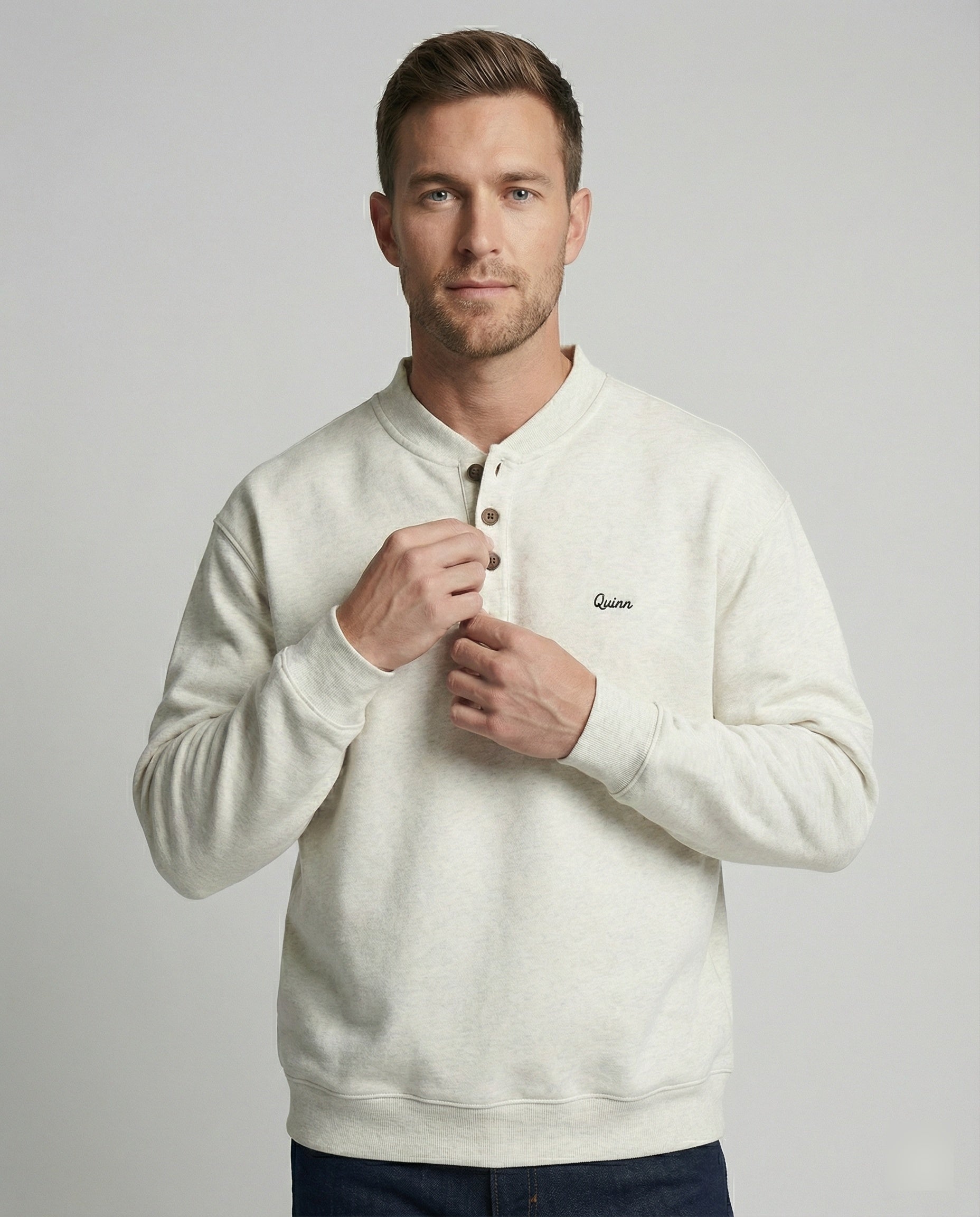 Lässiger Herren Hoodie Surrounded by a wall Kapuzenpullover Grau Meliert