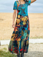 Damen Maxikleid mit floralem Muster und fließendem Schnitt