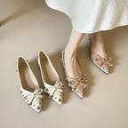 Damen Ballerinas mit glamourösem Schleifen- und Perlenakzent