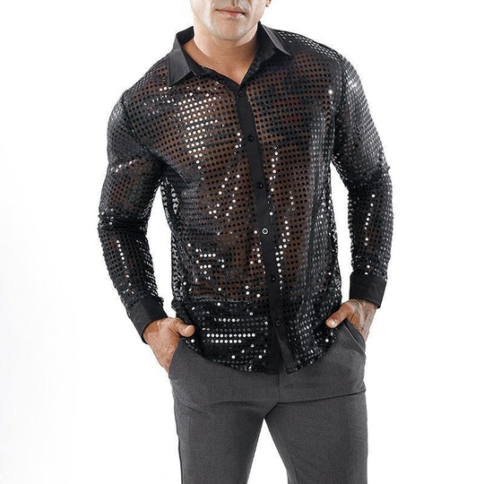 Herren Glänzendes Partshirt mit Strassmotiven R&B